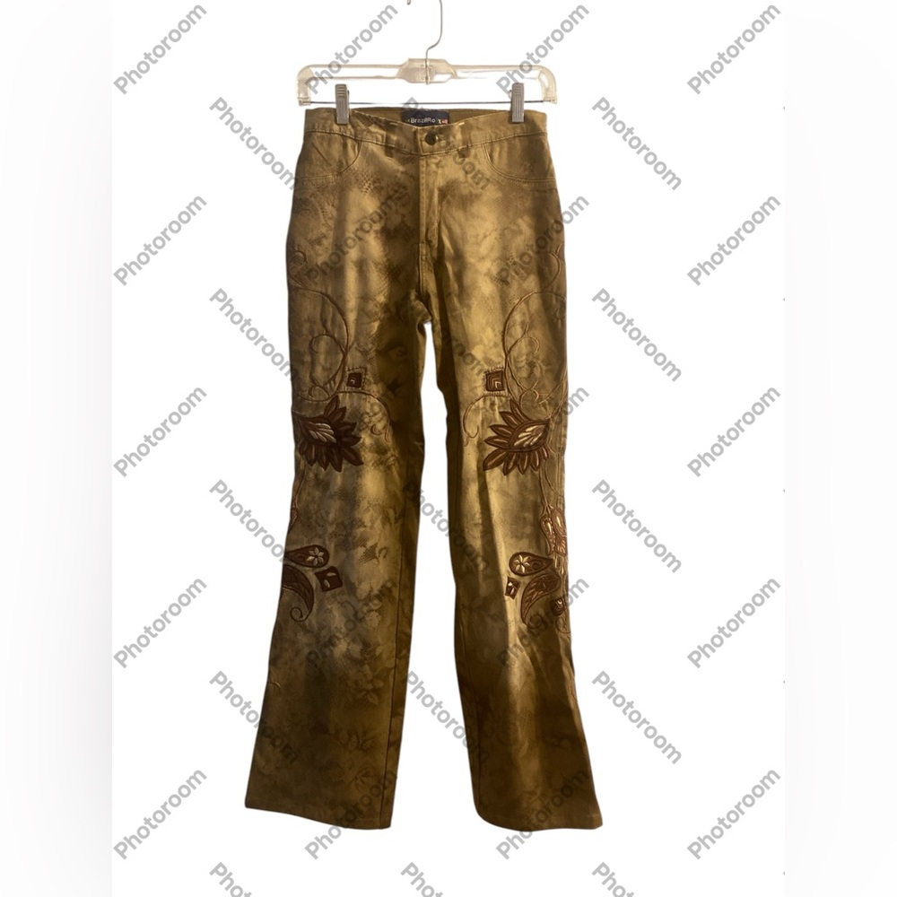 BrazilRoxx Bootcut Flare Jeans Women's 4 Brown Mid Rise Y2k Embroidered Pants